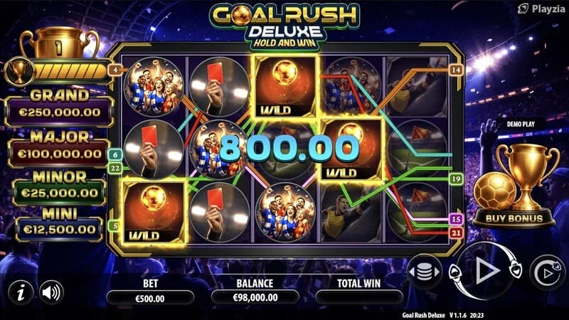 Goal Rush Deluxe - osnovna igra, dobitna linija dobitaka
