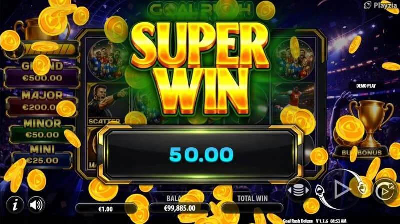 Goal Rush Deluxe - završni super-dobitak sa Grand Jackpotom